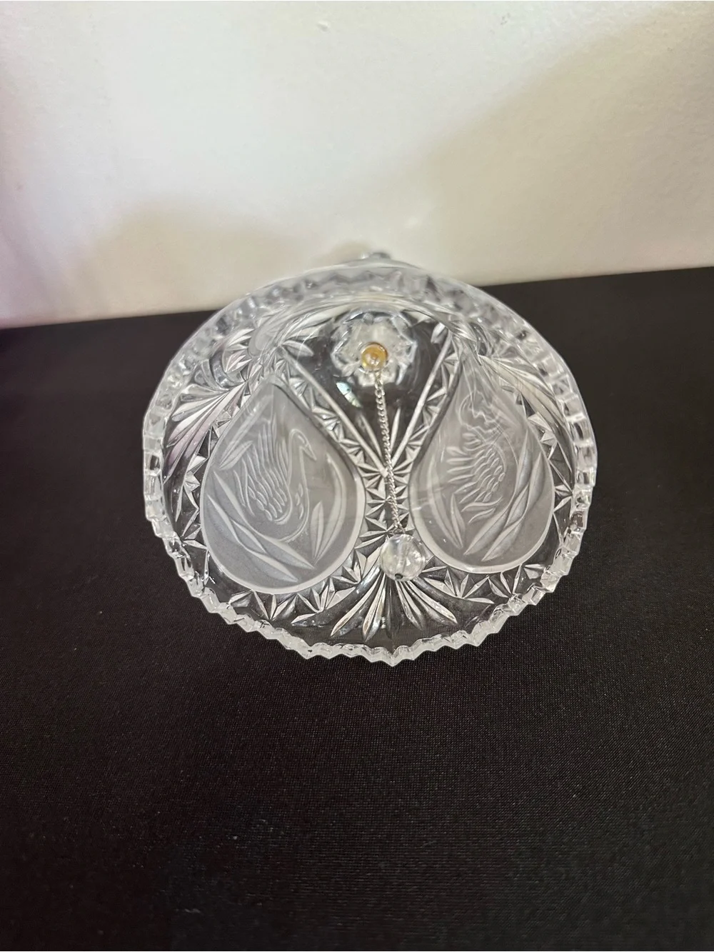 Vintage crystal with swan motif table bell